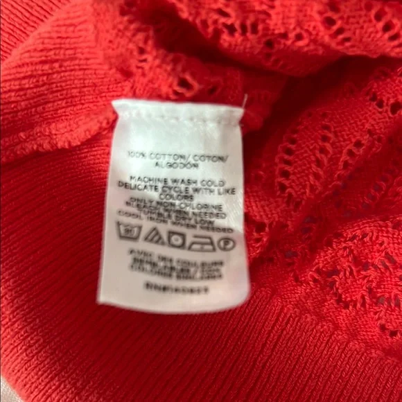 LOFT short sleeve pointelle sweater Sz XS color California Poppy - Picture 5 of 6